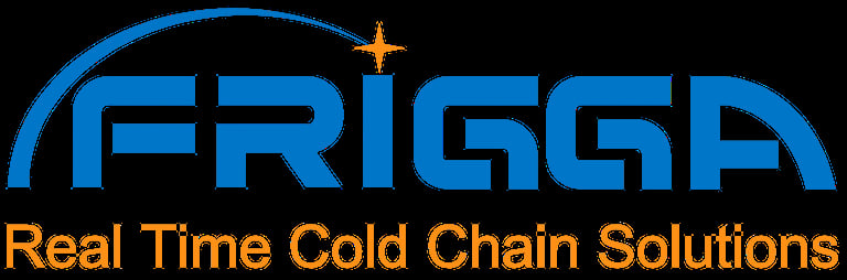 Frigga logo with blue text and orange tagline Real Time Cold Chain Solutions