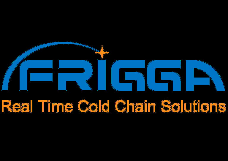 FRIGGA Real Time Cold Chain Solutions company logo with blue text and orange tagline
